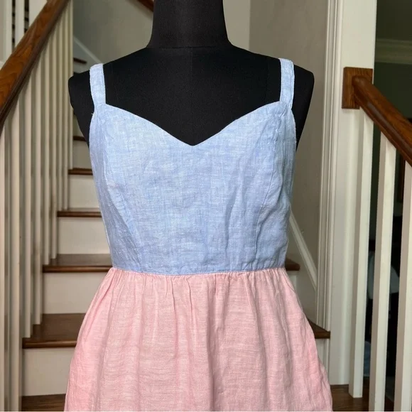 Cynthia Rowley Color Block Linen Summer Dress - Picture 3 of 8